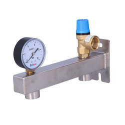 Sicherheitsgruppe c.w.u. INOX 6 bar, mit Sicherheitsventil und Manometer