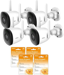 Uppsättning med 4 Imou Bullet 2C 4MP IP-kameror IPC-F42P och 4 Imou Protect molnkameror