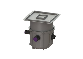 Minilift dirty water pumping station with tile cover and discharge adapter
