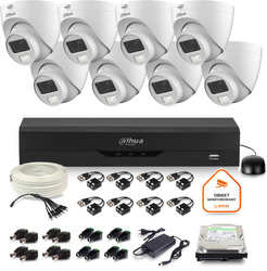 Dahua övervakningssats 8x dome-kamera HAC-HDW1500CLQ-IL-A-0280B-S2 1TB IR 20m 5MP