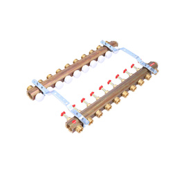 ONNLINE 1" manifold for underfloor heating with valves for actuators M30 thread and flow meters - 10 circuits