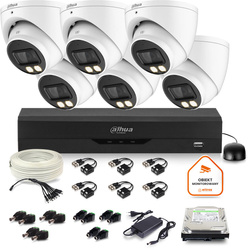 Kit di sorveglianza Dahua 6x telecamera dome HAC-HDW1500T-IL-A-0280B-S2 1TB IR 40m 5MP