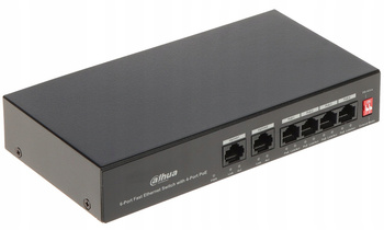 Switch Dahua PFS3006-4ET-36 - 6-port, 4x PoE, 10/100Mbps, 36W nätaggregat