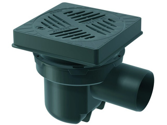 Parking yard drain ECOGUSS_SYSTEM200 DN100 d110 plastic side outlet SML pipe spigot without siphon socket