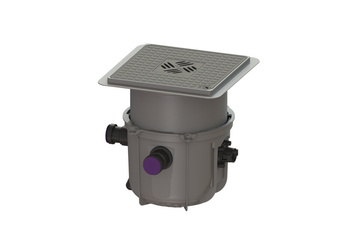 Minilift dirty water pumping station with black cover and discharge adapter
