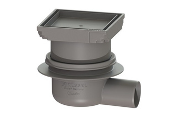 Vidange latérale classique DN50 avec couvercle carrelé 110x110 et cadre en acier inoxydable