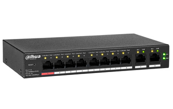 Switch Dahua CS4010-8ET-110 10portový 8x PoE 2x uplink 110W cloud managed