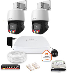 Set di sorveglianza IP Dahua con 2 telecamere PTZ da 4MP e HDD da 1 TB