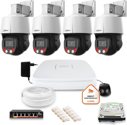 Set di sorveglianza IP Dahua con 4 telecamere PTZ da 4MPx e HDD da 1TB