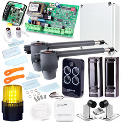 Kit Genius G-Bat 400 pentru porți cu două foi de 8 m (lampă + stop + tampoane + modul Wi-Fi)